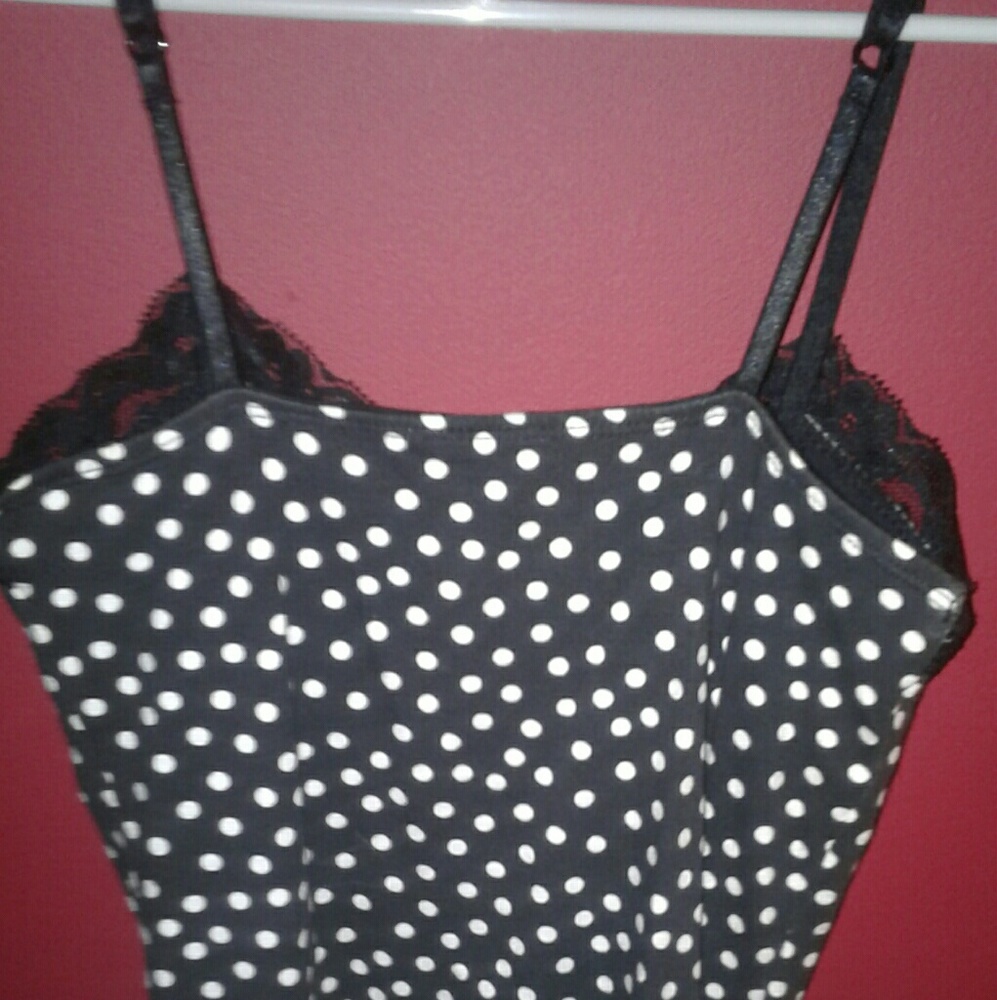 Black & White Polka Dot Lace Cami♡♡ - Picture 3 of 5